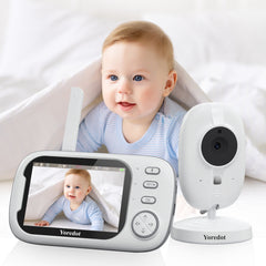 Yoredot Baby Monitor Camera Cordless Night Vision 3.5'' 2000mAh 20H Upgraded Model with Extended Life LCD Screen White 127/220v