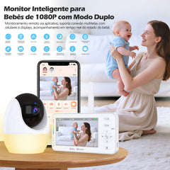 Yoredot Baby Monitor Camera Y-1003 Night Light Wireless Camera 4.3'' IPS Large/5000mAh 30H/WIFI+2.4GHz/Ultra Clear Night Vision/Temperature Sensor Alarm/355° Rotation/Voice Activation