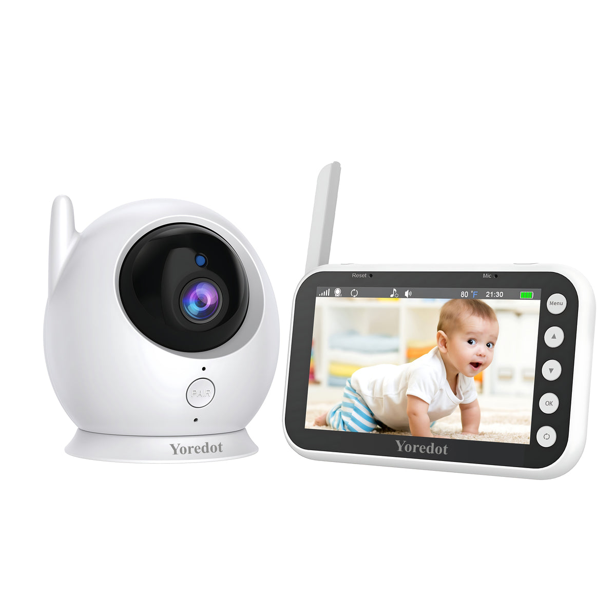 Yoredot Baby Monitor Camera Cordless Night Vision 4.3'' LCD 3000mAh 30H Upgraded Model with Extended Lifespan Lcd Large Screen High Definition ABM100 Multifunctional Alarm with Microphone