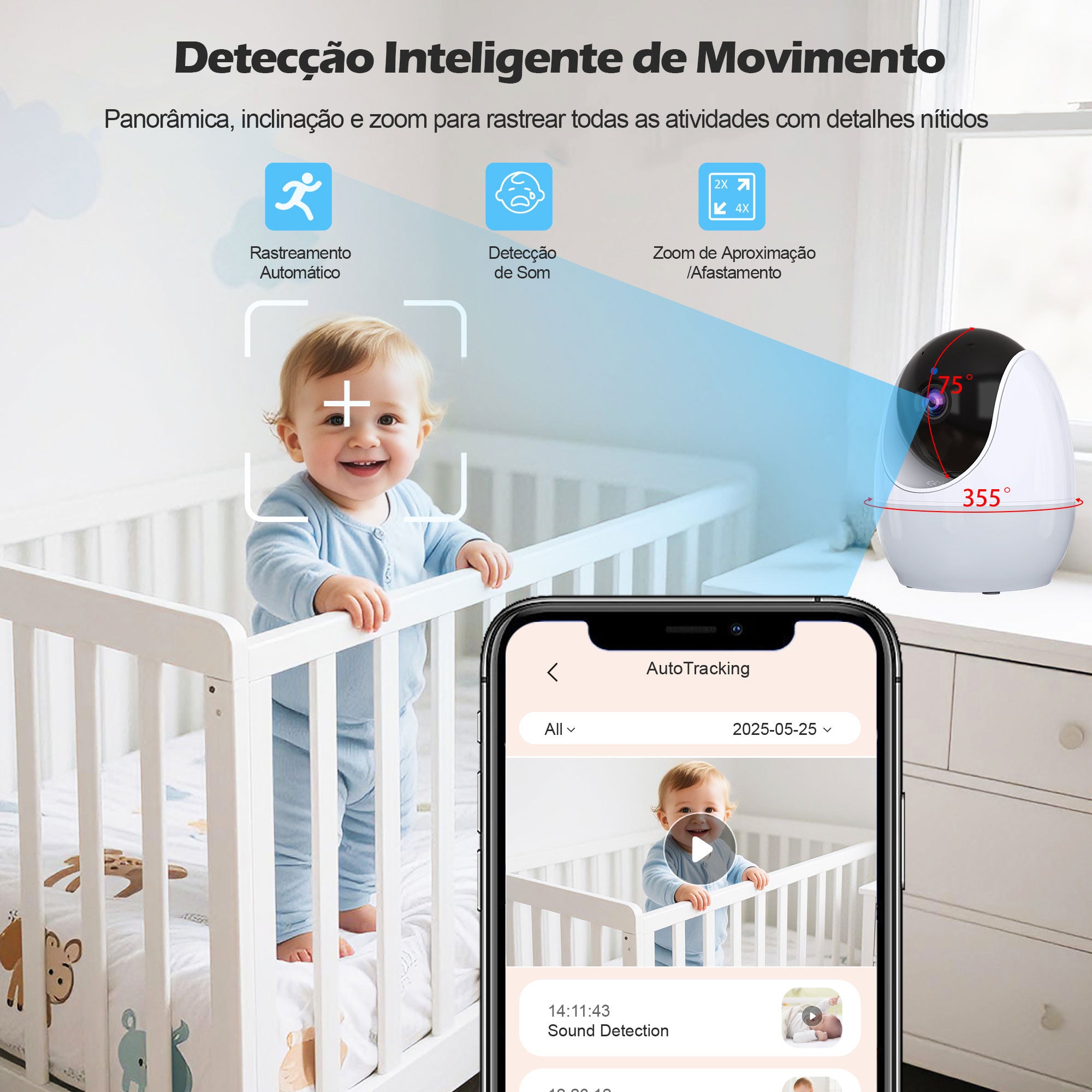 Yoredot Baby Monitor Camera Y-1003 Night Light Wireless Camera 4.3'' IPS Large/5000mAh 30H/WIFI+2.4GHz/Ultra Clear Night Vision/Temperature Sensor Alarm/355° Rotation/Voice Activation