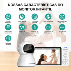 Yoredot Y-1002 Baby Monitor Night Vision Rotating Camera 5" IPS