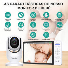 Baby Monitor Camera 7'' Fhd S/wire Night Vision 1080p