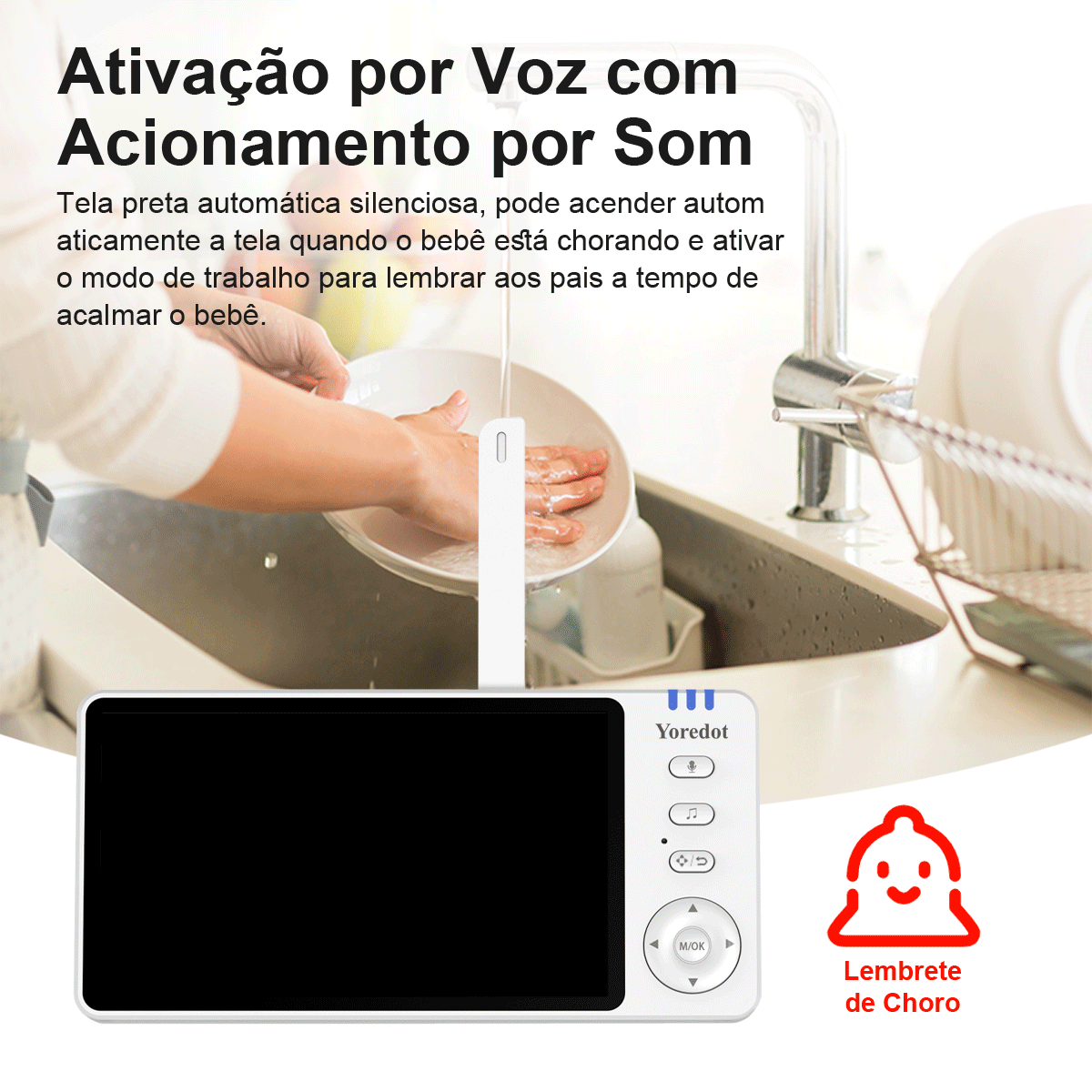 Baby Monitor Camera S/Wire Night Vision 5'' LCD Large Screen High Definition Y-1001 Multifunctional Alarm with Microphone