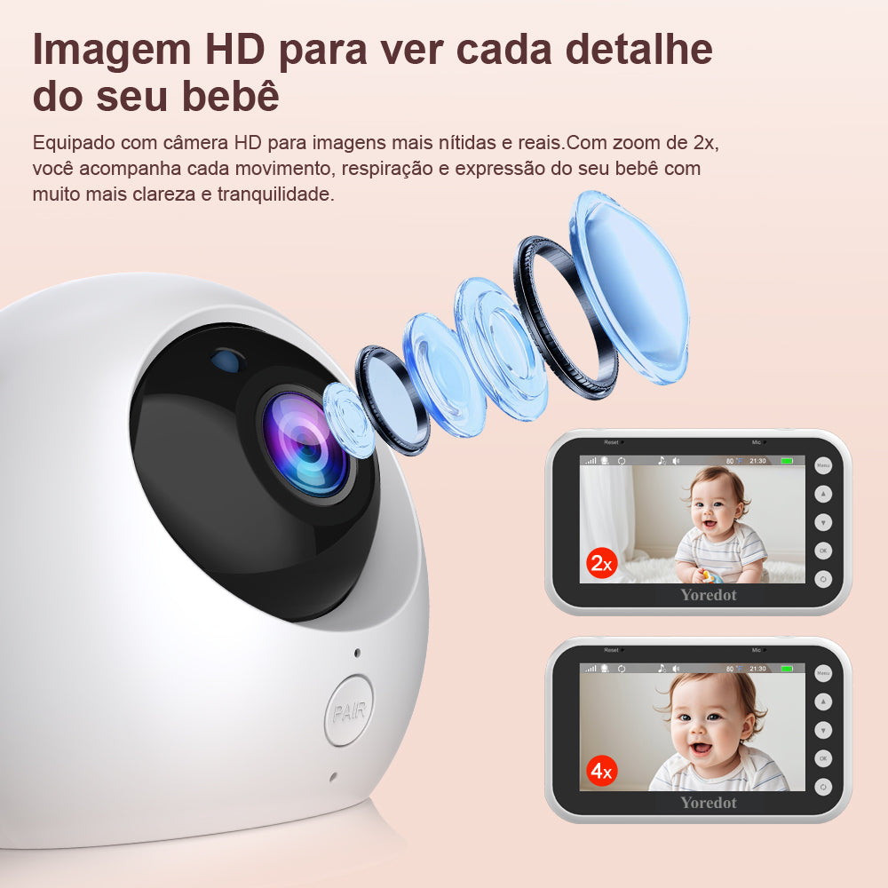 Yoredot Baby Monitor Camera Cordless Night Vision 4.3'' LCD 3000mAh 30H Upgraded Model with Extended Lifespan Lcd Large Screen High Definition ABM100 Multifunctional Alarm with Microphone