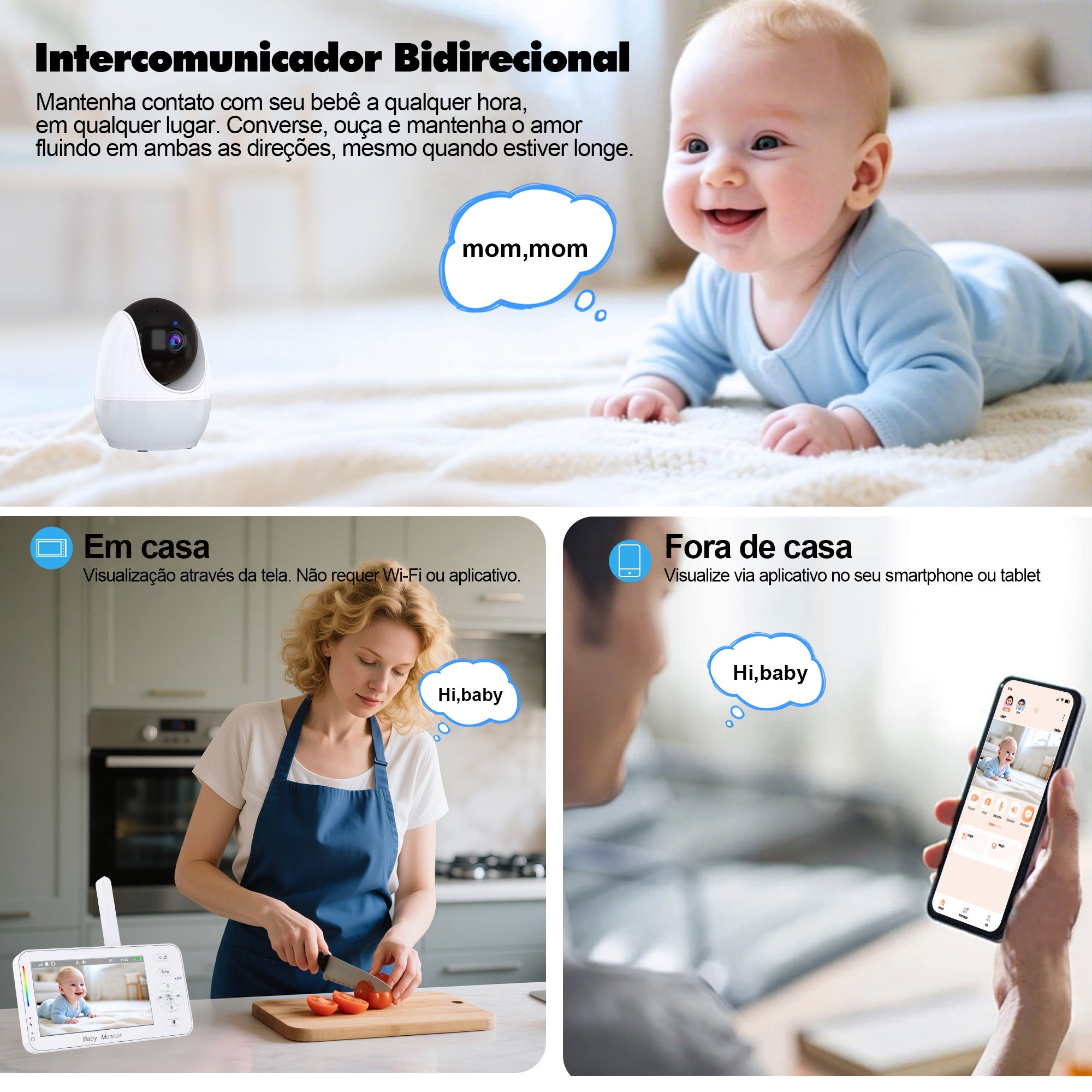 Yoredot Baby Monitor Camera Y-1003 Night Light Wireless Camera 4.3'' IPS Large/5000mAh 30H/WIFI+2.4GHz/Ultra Clear Night Vision/Temperature Sensor Alarm/355° Rotation/Voice Activation