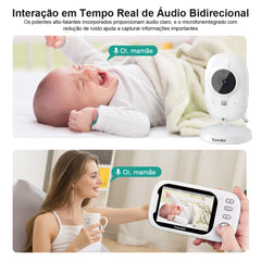 Yoredot Baby Monitor Camera Cordless Night Vision 3.5'' 2000mAh 20H Upgraded Model with Extended Life LCD Screen White 127/220v