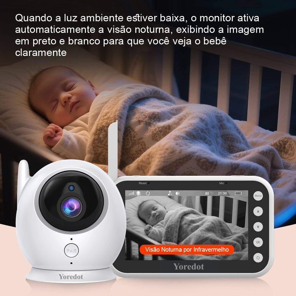 Yoredot Baby Monitor Camera Cordless Night Vision 4.3'' LCD 3000mAh 30H Upgraded Model with Extended Lifespan Lcd Large Screen High Definition ABM100 Multifunctional Alarm with Microphone