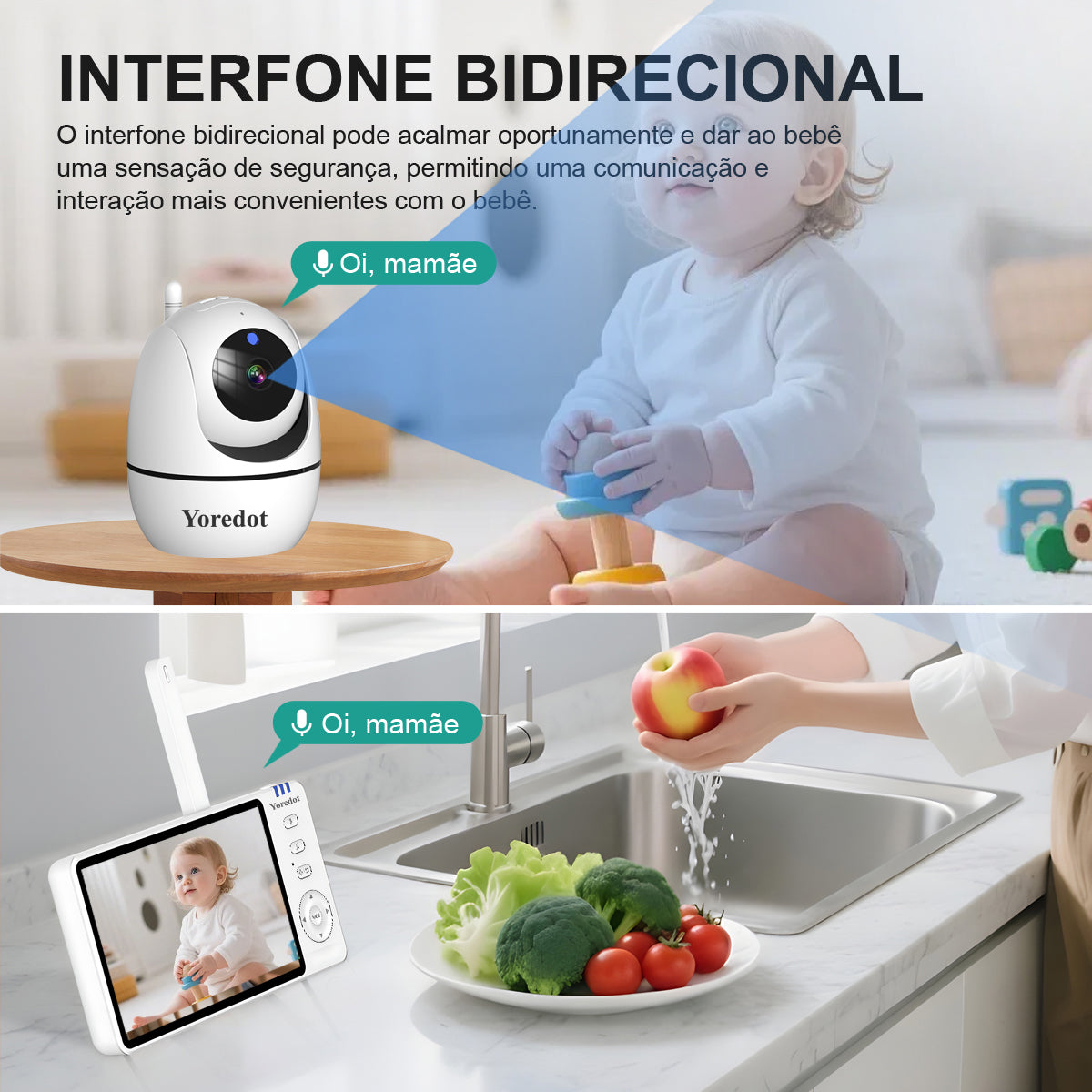 Baby Monitor Camera S/Wire Night Vision 5'' LCD Large Screen High Definition Y-1001 Multifunctional Alarm with Microphone
