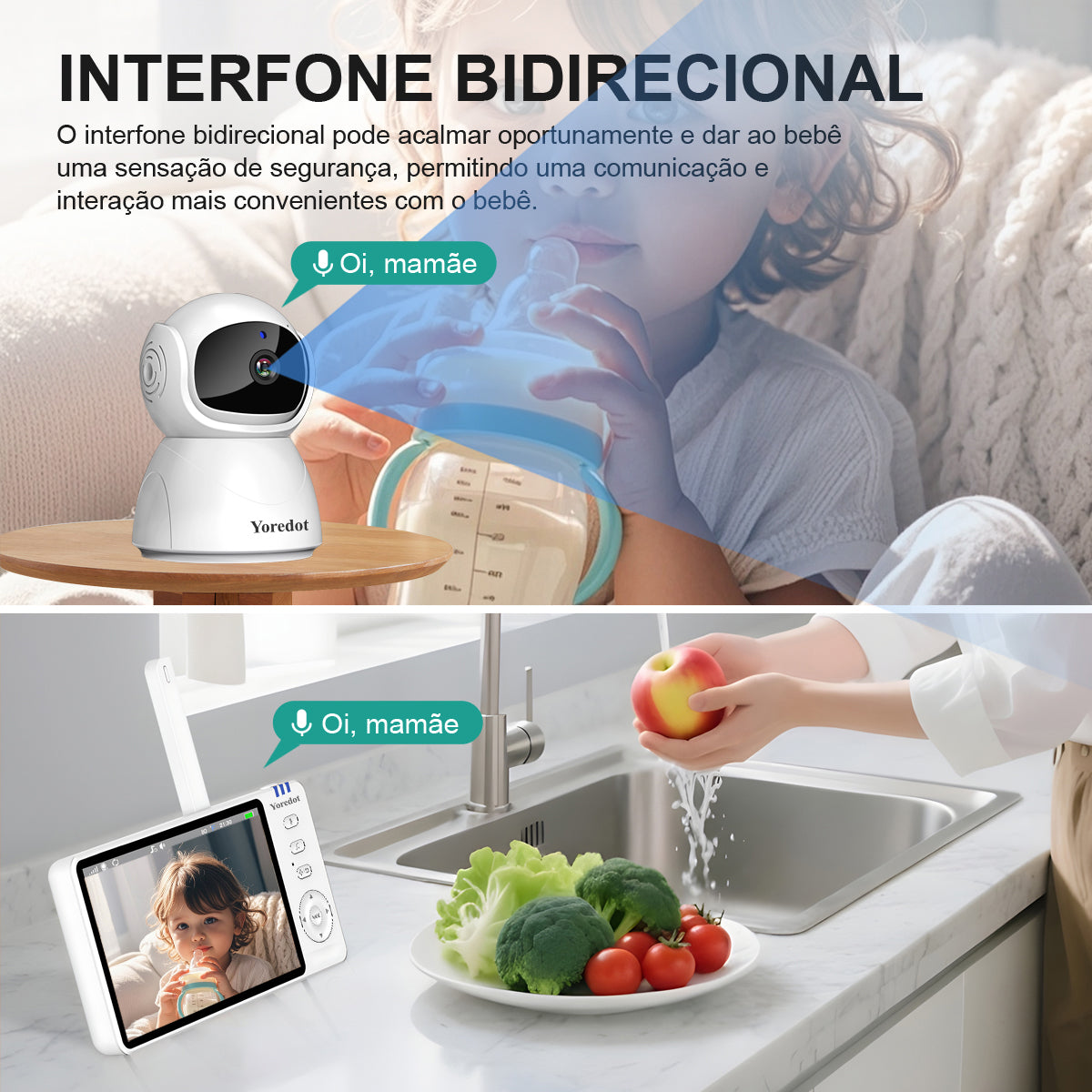 Yoredot Y-1002 Baby Monitor Night Vision Rotating Camera 5" IPS