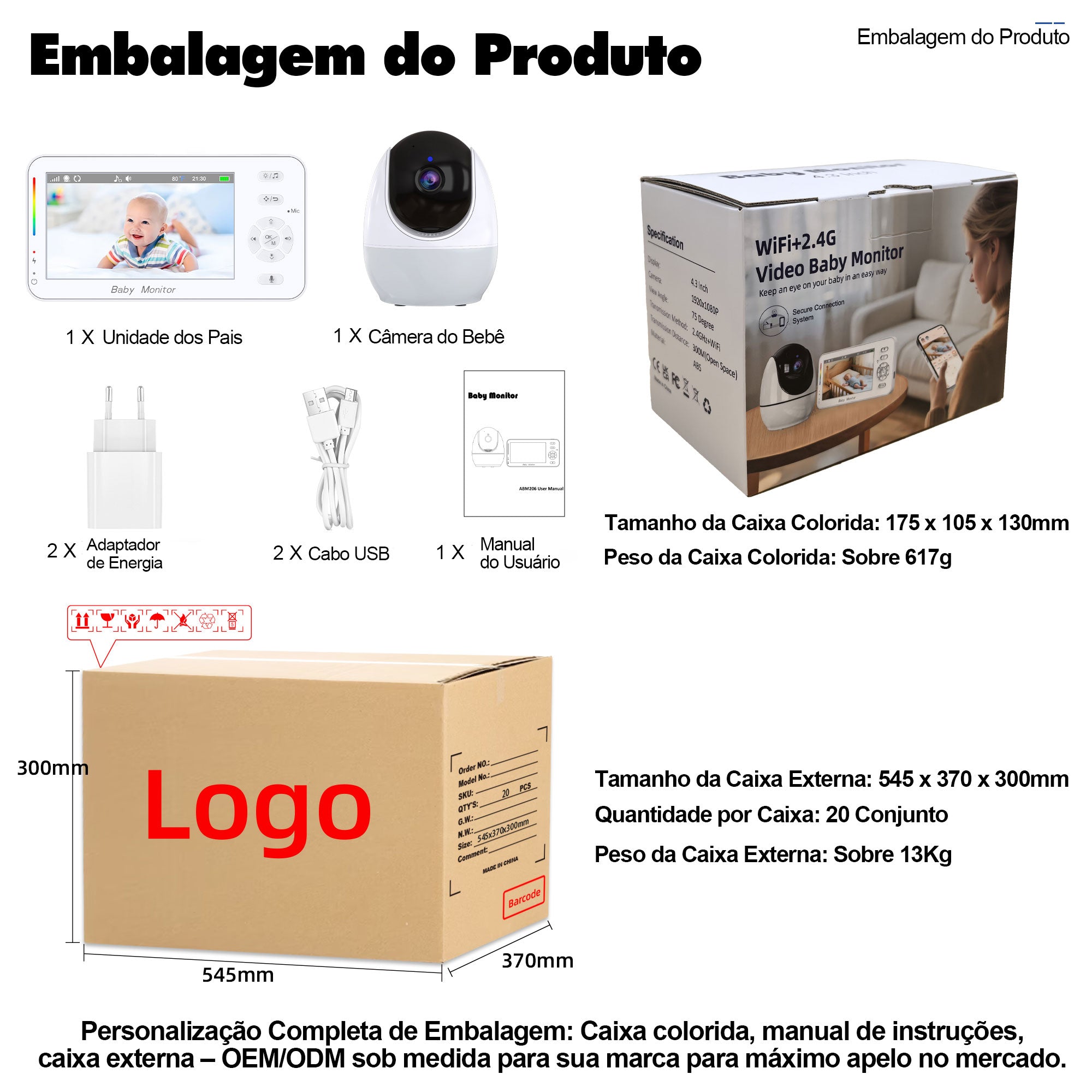 Yoredot Baby Monitor Camera Y-1003 Night Light Wireless Camera 4.3'' IPS Large/5000mAh 30H/WIFI+2.4GHz/Ultra Clear Night Vision/Temperature Sensor Alarm/355° Rotation/Voice Activation