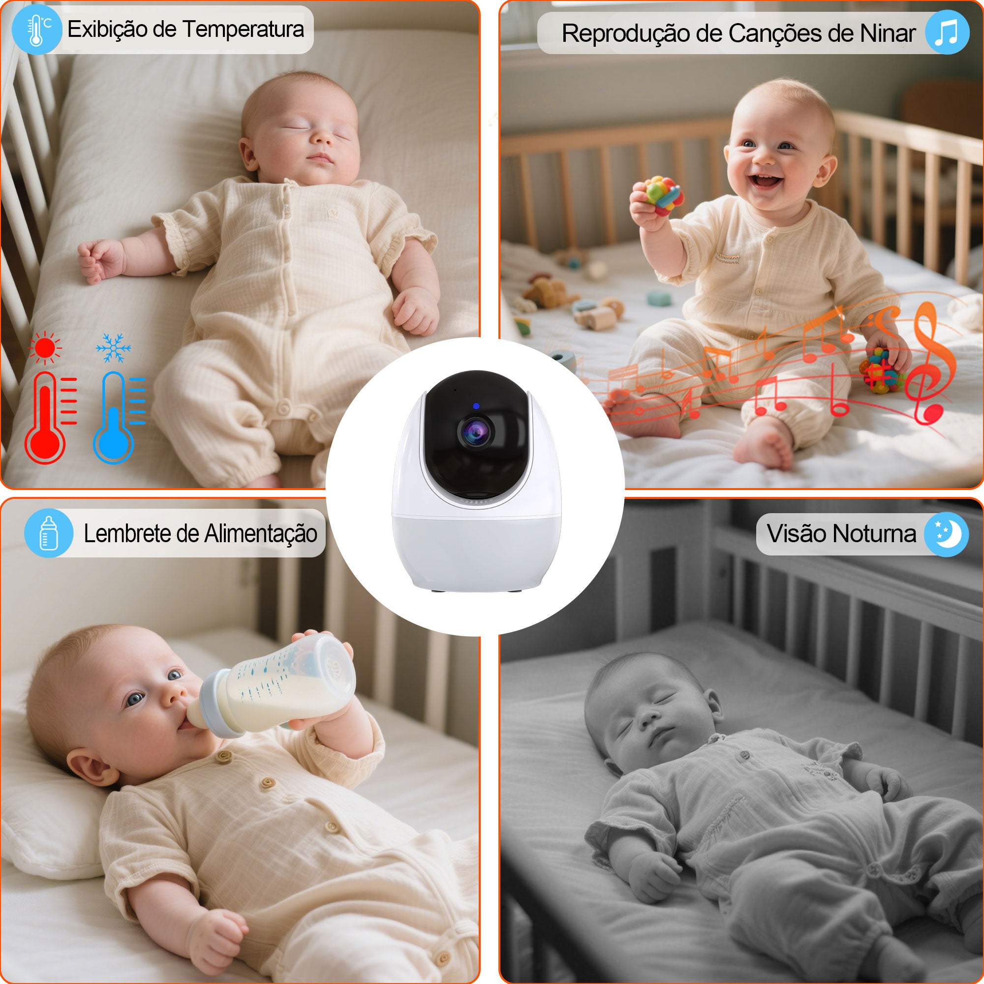 Yoredot Baby Monitor Camera Y-1003 Night Light Wireless Camera 4.3'' IPS Large/5000mAh 30H/WIFI+2.4GHz/Ultra Clear Night Vision/Temperature Sensor Alarm/355° Rotation/Voice Activation