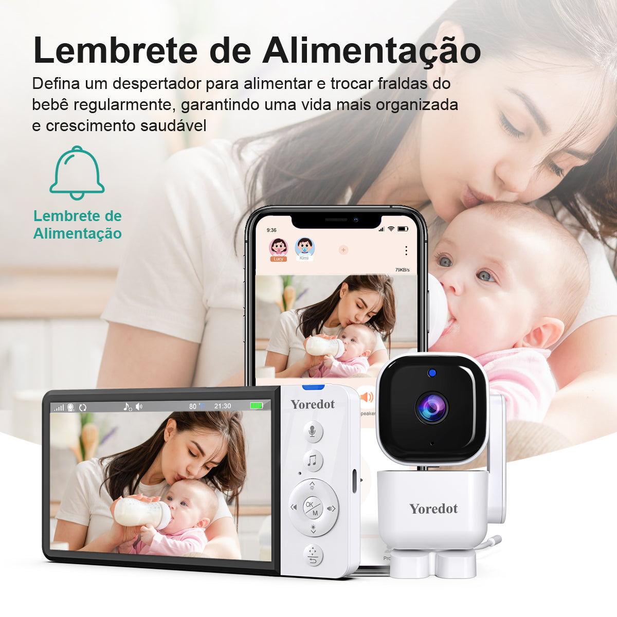 Baby Monitor Wi-fi With 5''fhd Screen, Night Vision And Dual