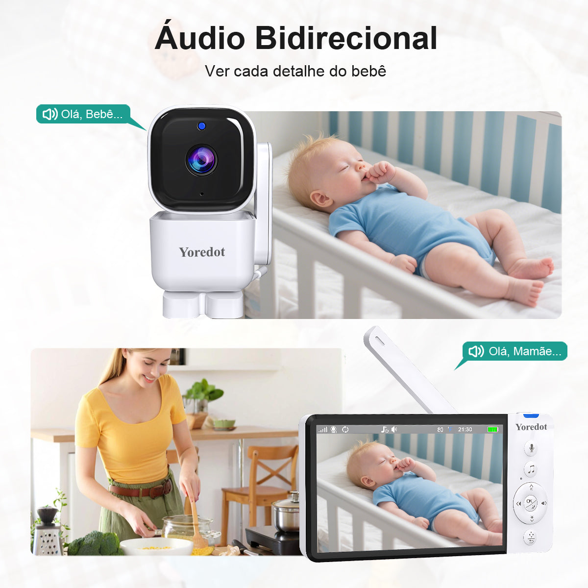 Baby Monitor Wi-fi With 5''fhd Screen, Night Vision And Dual