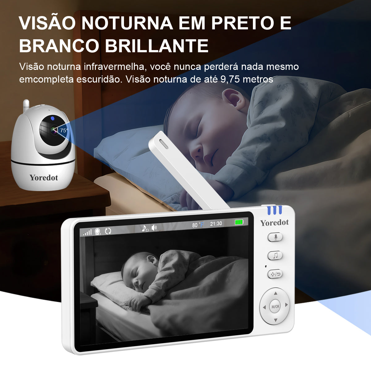 Baby Monitor Camera S/Wire Night Vision 5'' LCD Large Screen High Definition Y-1001 Multifunctional Alarm with Microphone