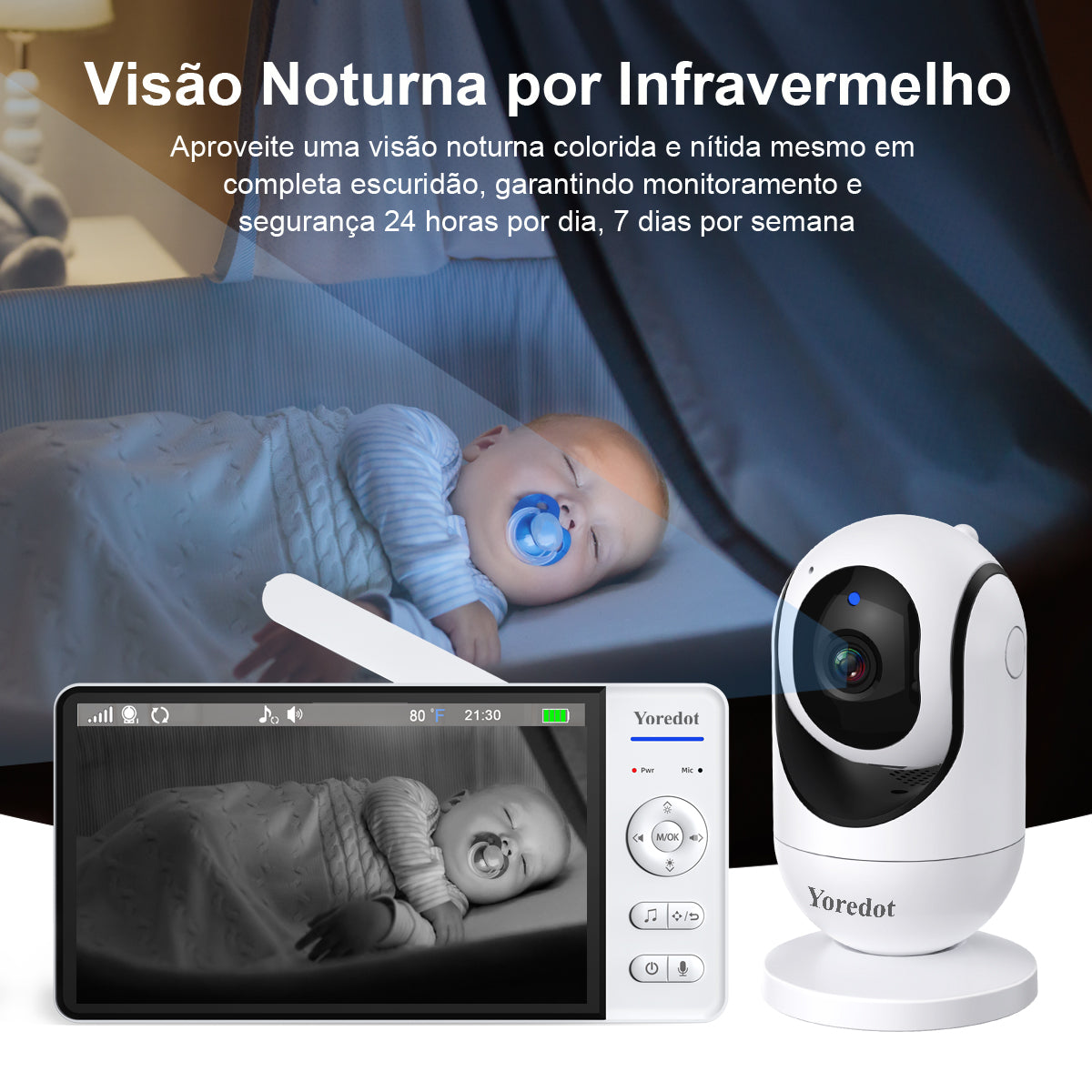 Baby Monitor Camera 7'' Fhd S/wire Night Vision 1080p