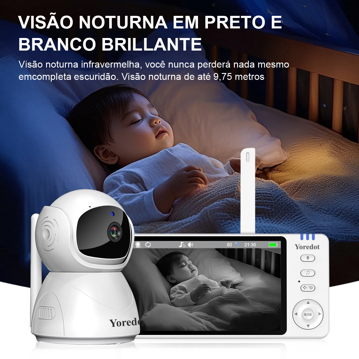 Yoredot Y-1002 Baby Monitor Night Vision Rotating Camera 5" IPS