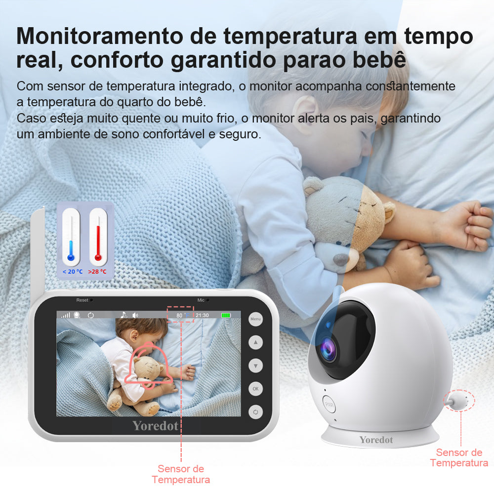Yoredot Baby Monitor Camera Cordless Night Vision 4.3'' LCD 3000mAh 30H Upgraded Model with Extended Lifespan Lcd Large Screen High Definition ABM100 Multifunctional Alarm with Microphone