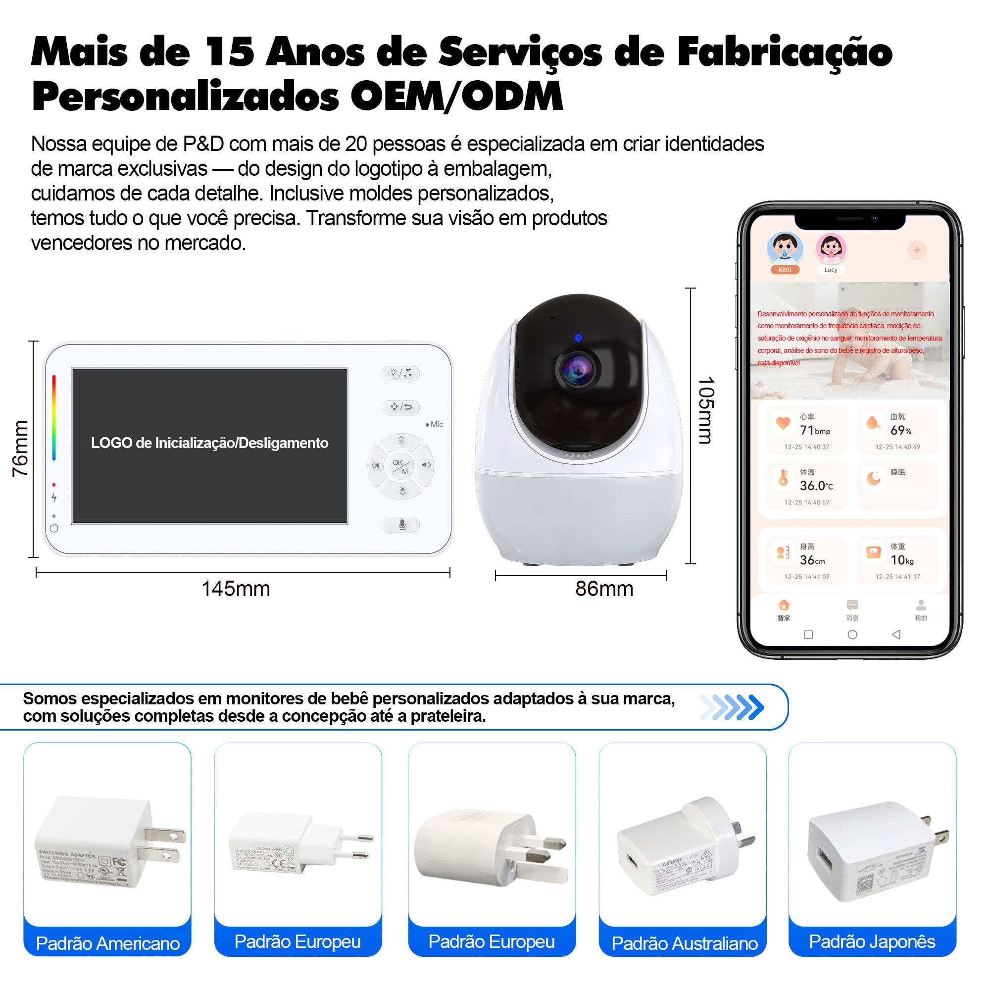 Yoredot Baby Monitor Camera Y-1003 Night Light Wireless Camera 4.3'' IPS Large/5000mAh 30H/WIFI+2.4GHz/Ultra Clear Night Vision/Temperature Sensor Alarm/355° Rotation/Voice Activation
