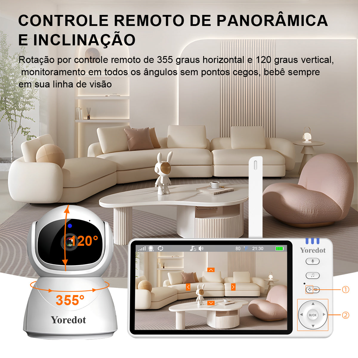Yoredot Y-1002 Baby Monitor Night Vision Rotating Camera 5" IPS